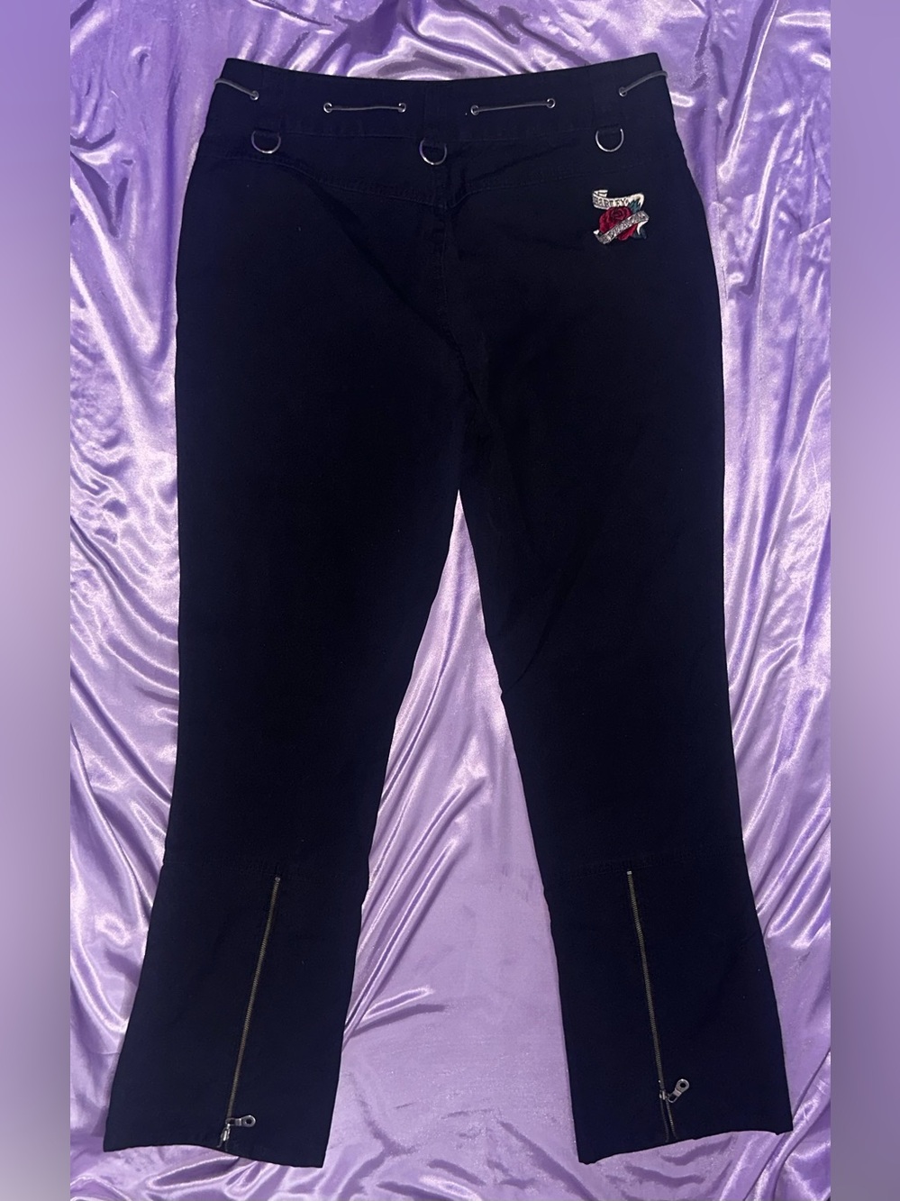 Vintage 2000’s Harley Davidson canvas pants with embroidered rose